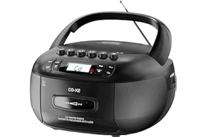 Hayerpor CD Player Boombox with Cassette Player,Bluetooth,Radios and Remote - CD/MP3/USB Player with Stereo Sound - Tape Recording/Sleep Timer/Earphone Jack - AC/Battery Powered for Home/Outdoor/Gift