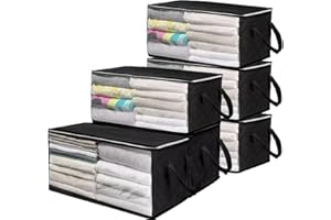 CJWLKJ 54L Large Clothes Storage Bags, 6 Pieces Closet Organizers and Blanket Bags Storage, Clothes Foldable Storage Bins wit