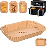 Molain 300 Pcs Air Fryer Liners Disposable Paper Liner Rectangular for Ninja Dual Air Fryer and More, Baking Parchment Airfryer Paper Non-stick Non-Washing Papers Liner for Airfryer Basket (8.6x5.5'')