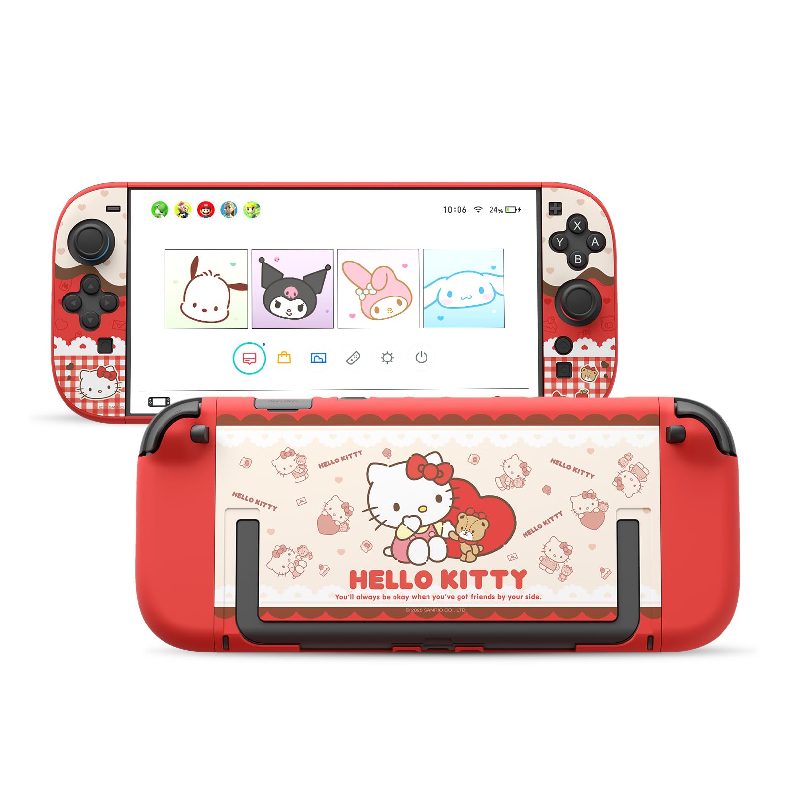 Kuitmor Dockable PC Protective Case Compatible with Switch 2 Model 2025, All-Round Protection Hard Protective Shell for Switch 2 2025 Accessories (Hello Kitty)