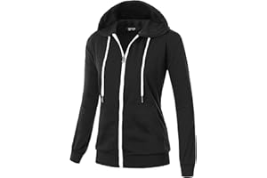 GIVON Basic Lightweight Zip Up Hoodie Long Sleeve Thin Hooded Jacket for Women with Plus Size