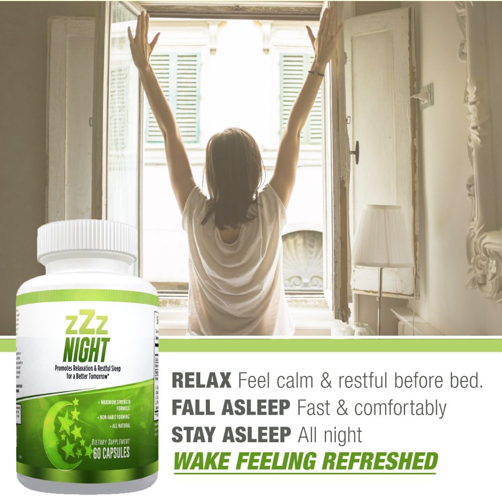 zZz Night Natural Sleep Aid NonHabit Sleeping Pills with Melatonin