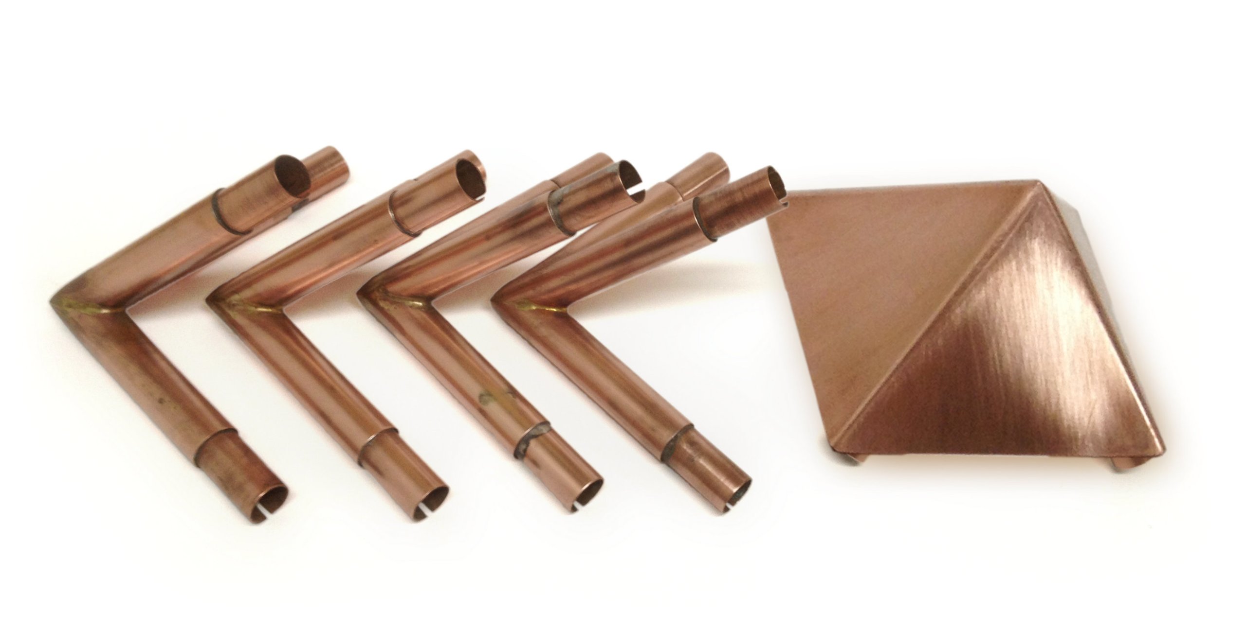 Polished Copper Buddha Maitreya the Christ 51 Degree Meditation Pyramid Connector Kit with 4" Capstone - Fits 1/2 Inch Copper Poles (Poles Not Provided)