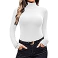 Ekouaer Women Turtleneck Shirt Long Sleeve Layer Tops Basic Ribbed Tees Soft Stretch Thermal Undershirts Lightweight Blouse