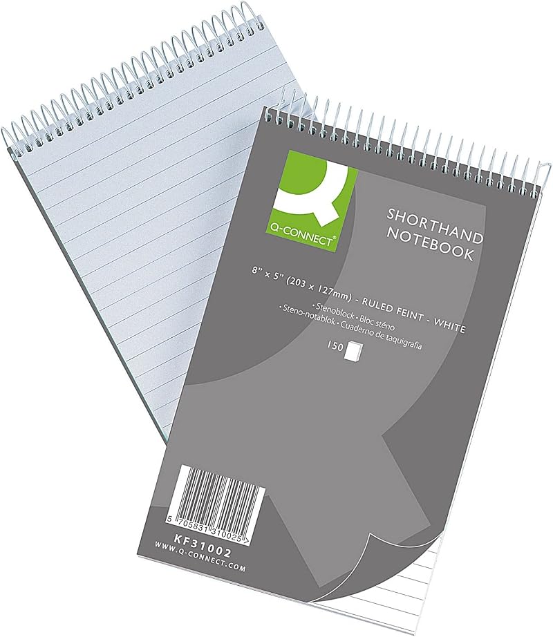 Q-Connect Shorthand Notebook 150 Leaf Ruled Feint 203x127mm Pack of 10