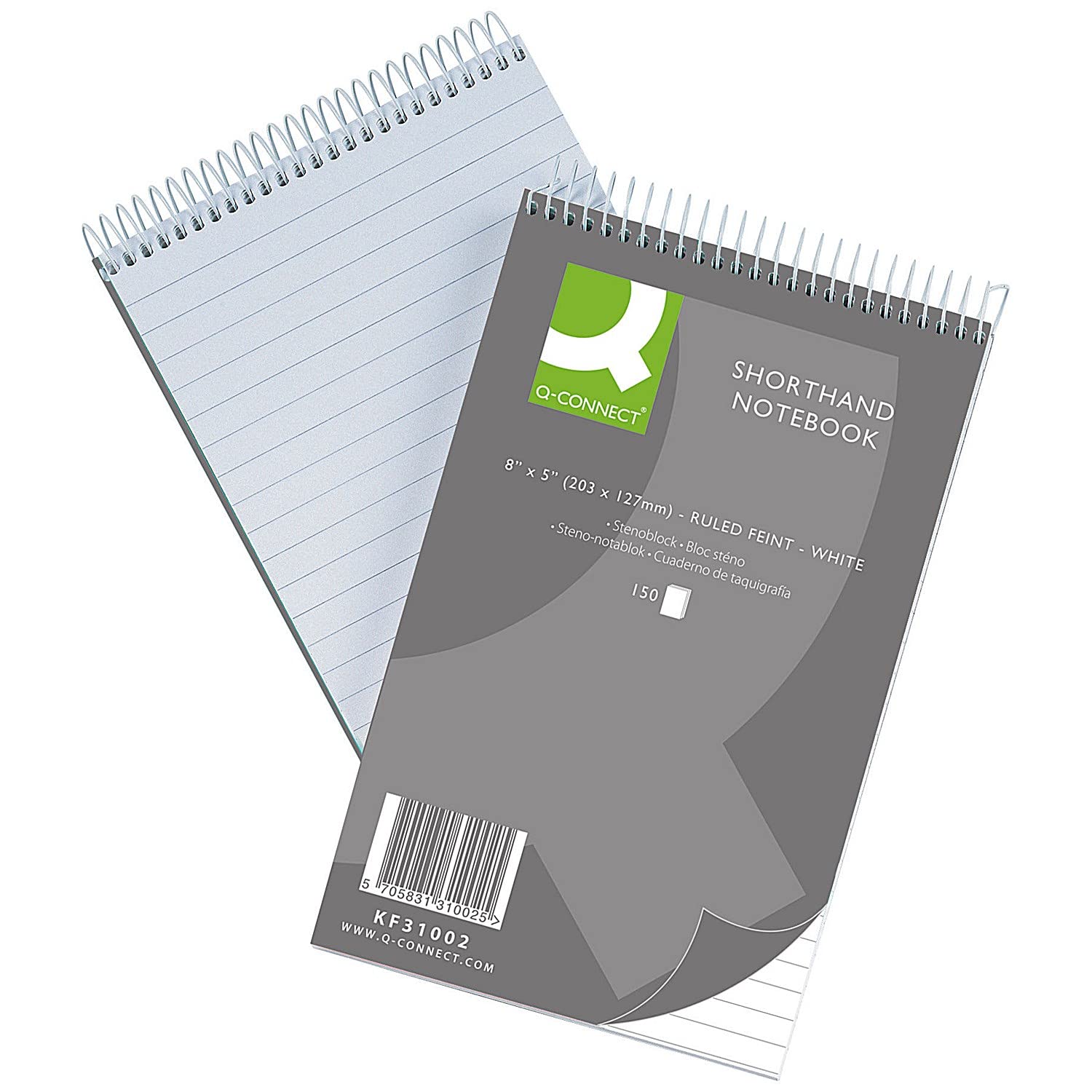 Q-Connect Shorthand Notebook 150 Leaf Ruled Feint 203x127mm, Pack Size [ 10 ] SKU KF31002