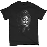 Sugar Skull Lace Men's T-Shirt Black White Day of The Dead Gothic Beauty Monochrome Dia de Los Muertos Elegant Men's Tee
