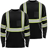 W&H Hi Vis Safety Long Sleeve Shirts Reflective High Visibility Birdeyes Class 3 Shirts,Construction Work