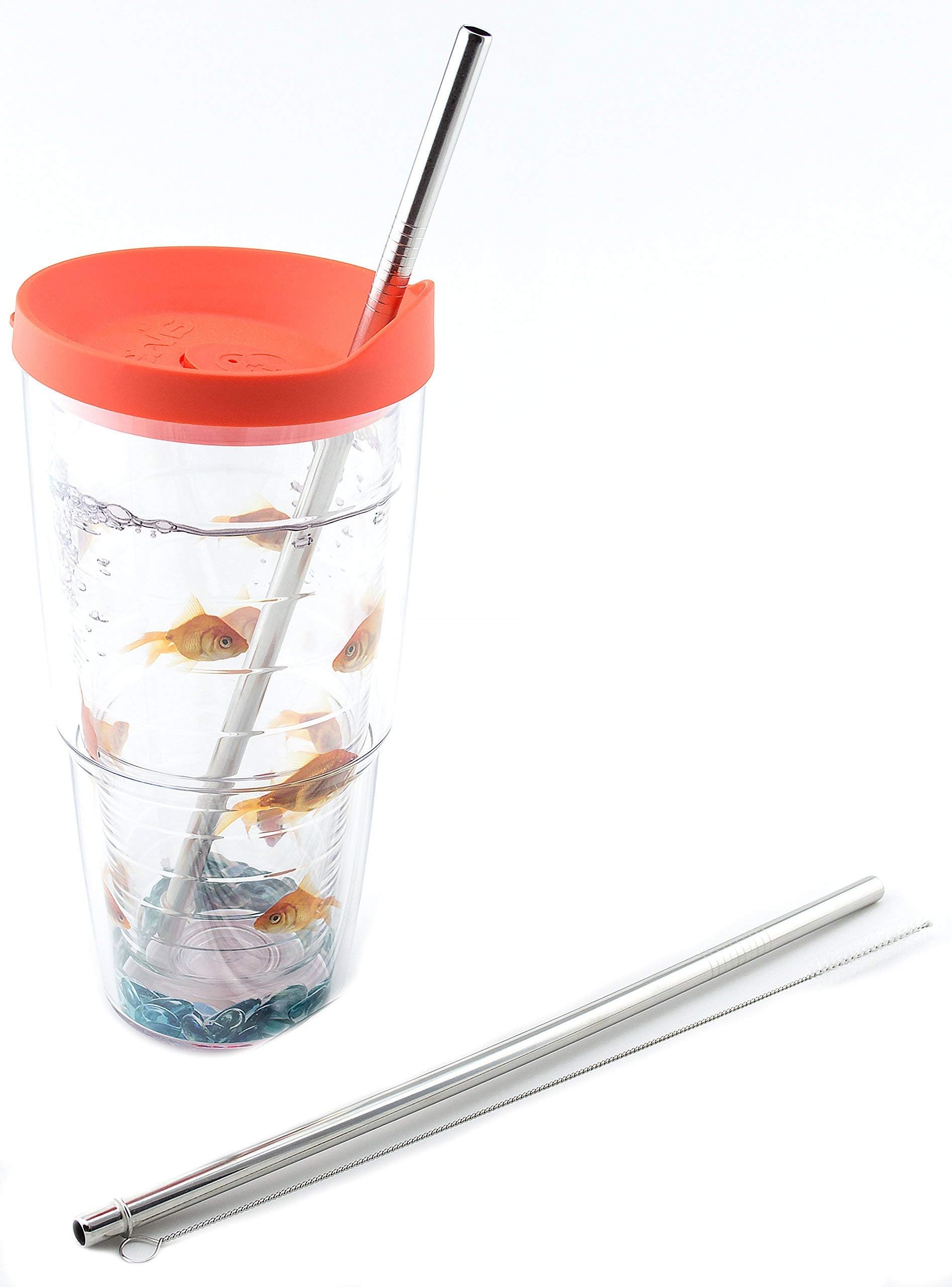 Stainless Steel Straws for Tervis Tumbler 24 oz Travel Insulated Clear Drinking Cup Lid CocoStraw Brand