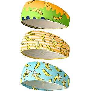 3Pcs Bananas Football Headband Funny Elastic Athletic Sweatband Banana Sport Accessories for Fitness Running Cycling Yoga