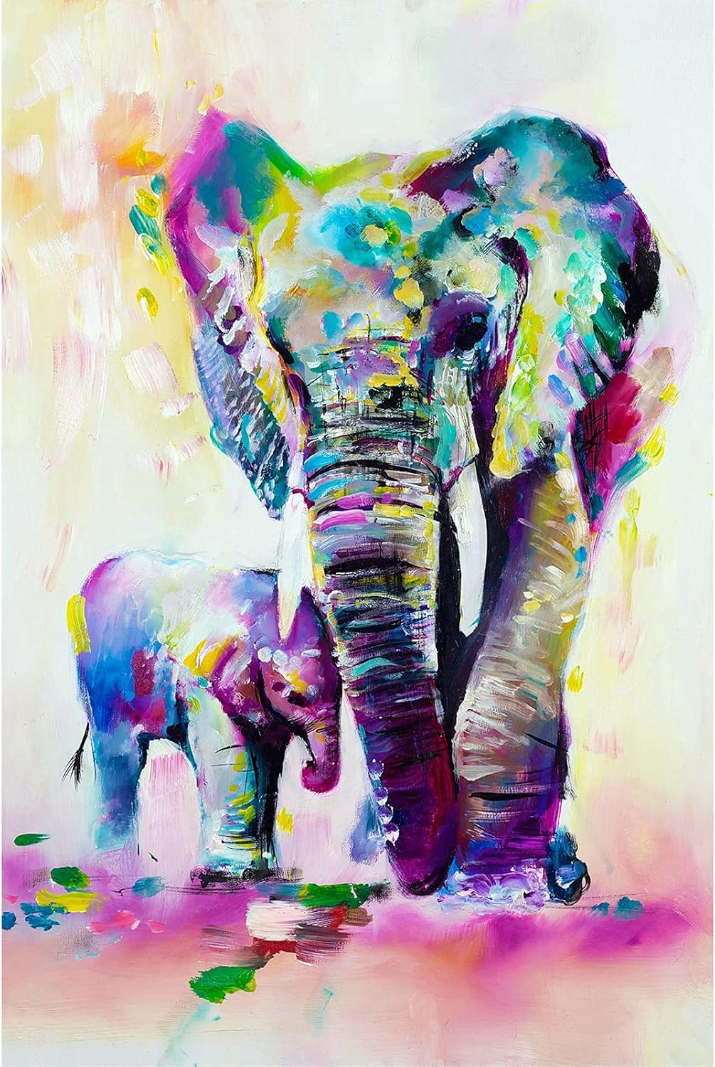 Qingdewan Jigsaw Puzzle 1000 Piece 3D Puzzle Watercolor Animal Samll Elephant Children With Package For Hoom Decor
