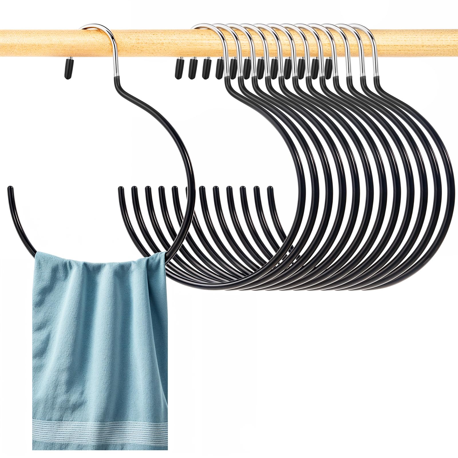 Photo 1 of 20 Pack Scarf Ring Hangers, Non-Snag Belt Hanger for Closet, Non-Slip Closet Organizer Accessory Holders for Ties Scarves Belts Tank Tops Pashminas (Black)