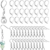 KFHENSOMR 50pcs Lever Back Earring Clasps with Ear Wires Fish Hooks Stainless Steel French Earring Hooks Ear Wire findings for Dangles Earrings Jewelry Making