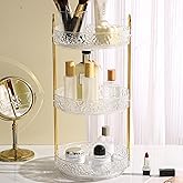 Fangoo 3 Tiers Clear Rotating Makeup Organizer for Vanity, 360 Spinning Skincare Organizers for Dresser Perfume Holder Large Skincare Make Up Storage Cosmetic Organizer for Bathroom Countertop