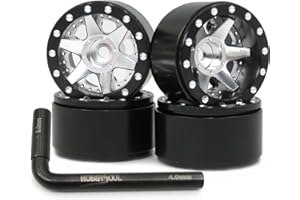 hobbysoul Heavy 1.0 Beadlock Wheels Weight 20.5g/Rim, Adjustable Offset 1.0 Wheels Rims Hex 7mm for RC Micro Crawler 1/18 TRX4M Axial SCX24 90081, (4-Pack)