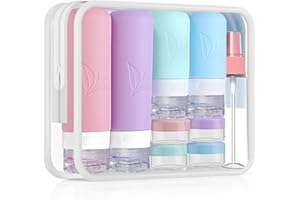 JBYAMUS 18 Pcs Silicone Bottles Set, Leak-Proof Design, Travel Size, TSA Approved for Toiletries, Portable Containers and Best Gifts for Women