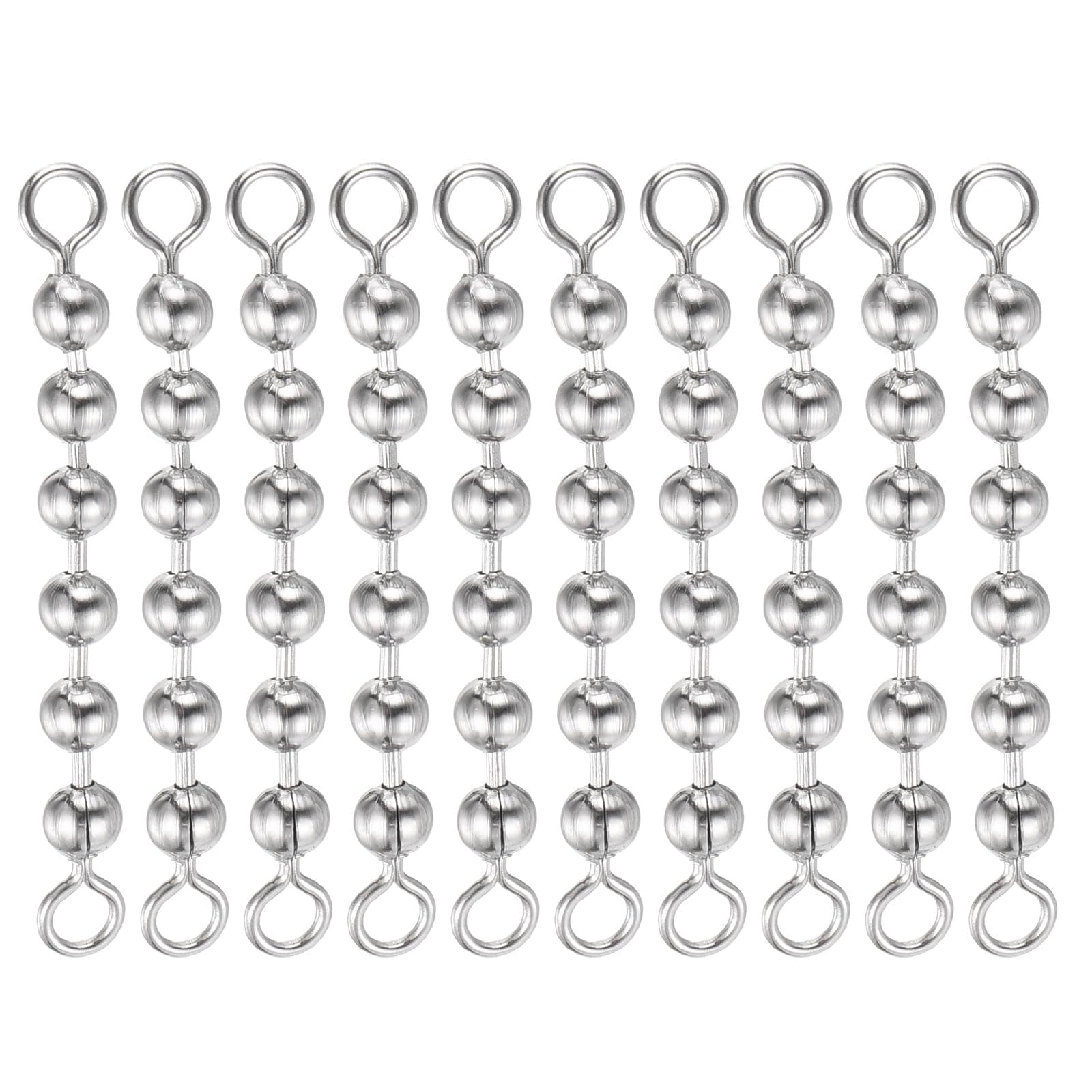 PATIKIL 1.8 Inch Fishing Bead Chain Swivels, 10 Pack 6 Beads Stainless Steel Catfish Swivels Rig Fishing Tackle Gear for Freshwater Saltwater