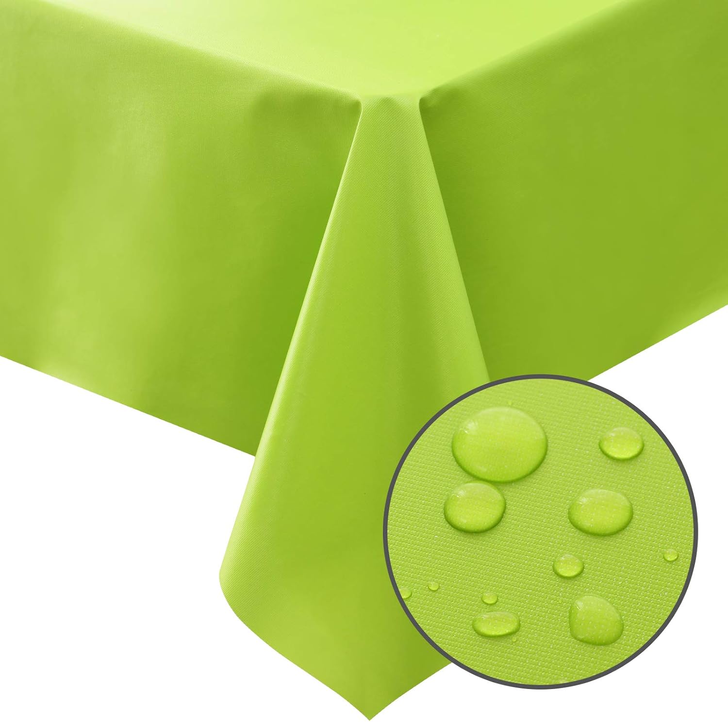 homing Vinyl Rectangle Tablecloth – 52 x 70 Inch 100% Waterproof Wipeable Plastic Table Cover, Durable Protector for Dining Table, Picnic, Camping, Holiday, Apple Green