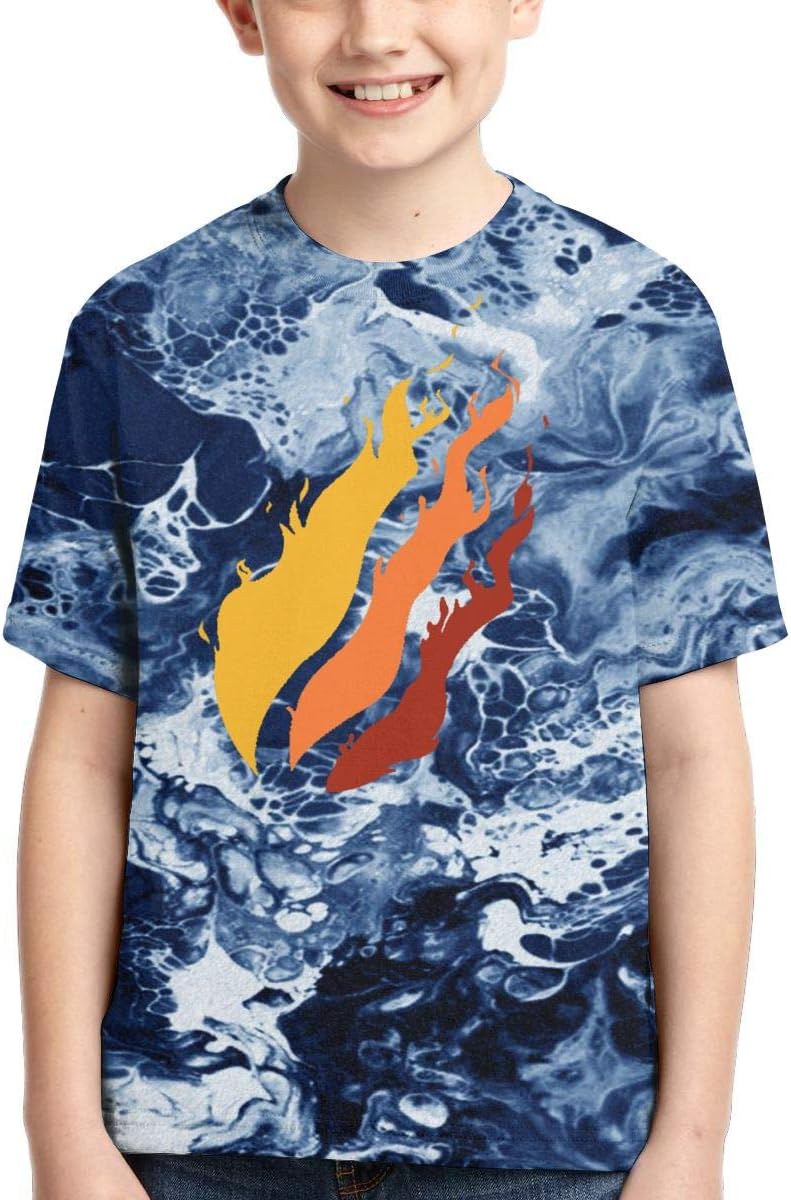 SHOEWPQIA Boys' Preston Fire Nation Playz Gamer Flame Tie Dye Background T-Shirt Tees