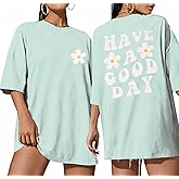 ADOREJOY Oversized Tshirts for Women Crewneck Summer Graphic Tees Short Sleeve Loose Basic Tops