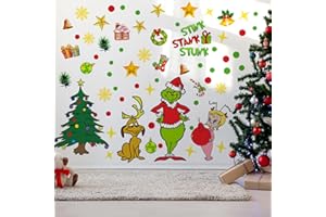 DEMONWER 42.51 x 25.98 Inch Christmas Wall Decals Removable Large Christmas Tree Dog Wall Art Stickers Decoration Xmas Window Decal Sticker for Christmas Holiday Living Room Bedroom Decorations