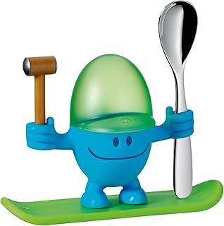 WMF McEgg Eierbecher mit Löffel, Kunststoff, Cromargan Edelstahl poliert, spülmaschinengeeignet, blau