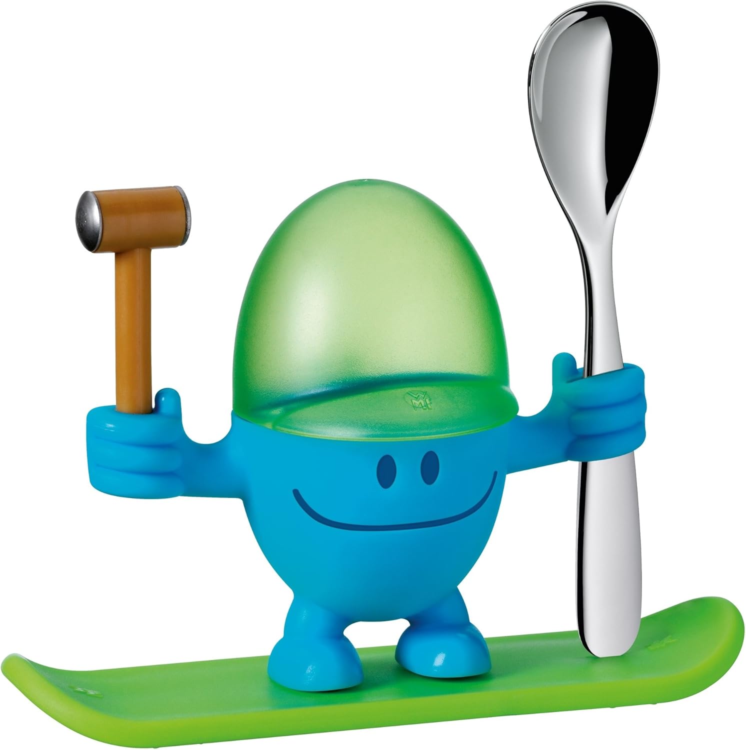 WMF McEgg Eierbecher mit Löffel, Kunststoff, Cromargan Edelstahl poliert, spülmaschinengeeignet, blau