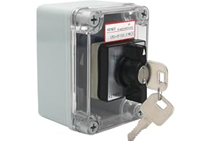 KEYMOO 40A Rotary Changeover Switch with Removable Key Lock, 660V 3 Position 2 Phase 8 Terminals, 2-Way 2NO 2NC Universal Selector Switch with Enclosure 26-40F/D202.2YTWB