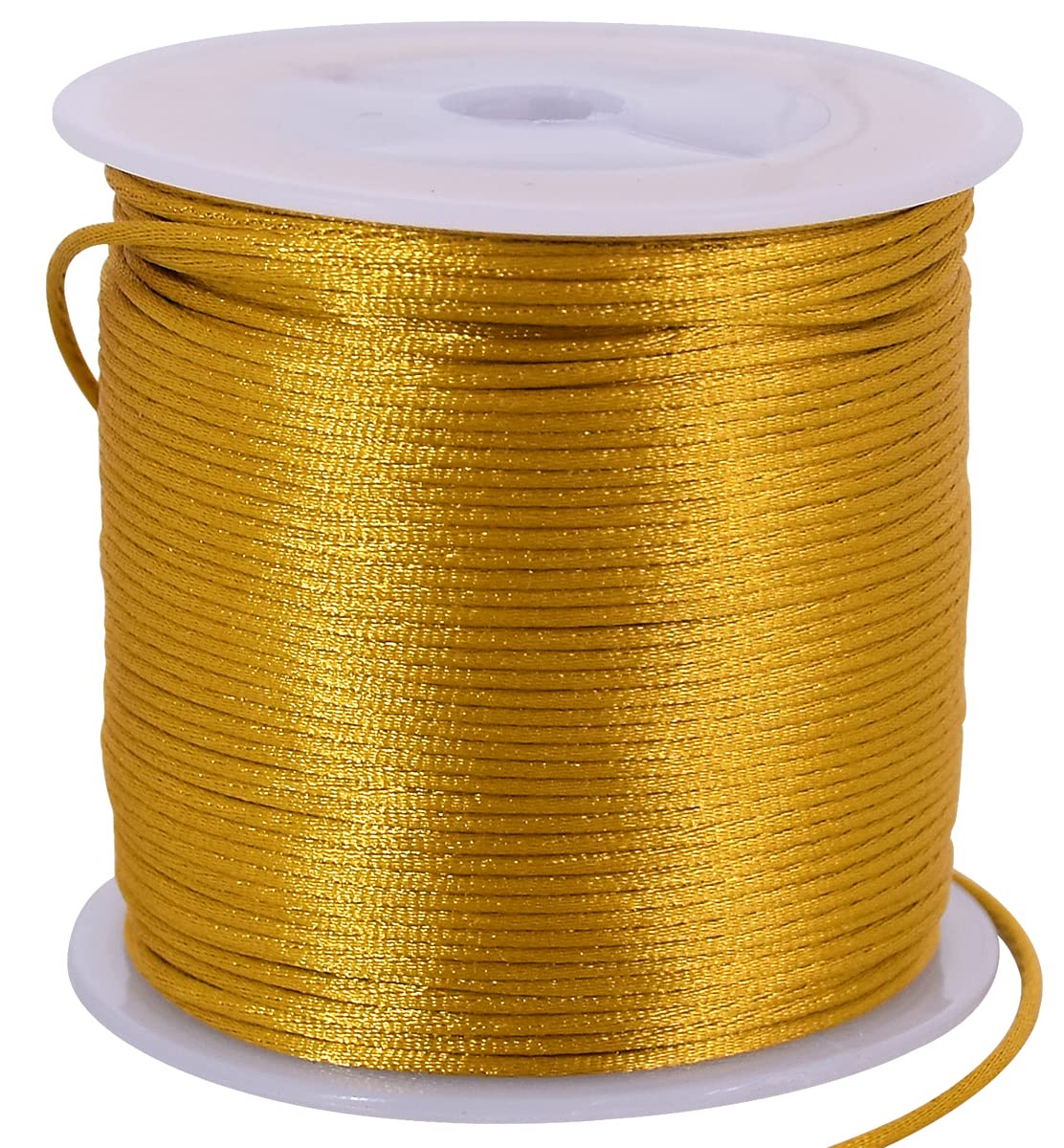 TONIFUL 1.5mm x 50 Yards Gold Nylon Cord Satin String for Bracelet Jewelry Making Rattail Macrame Trim Cord Necklace Bulk Beading Thread Kumihimo Chinese Knot Craft — image 1