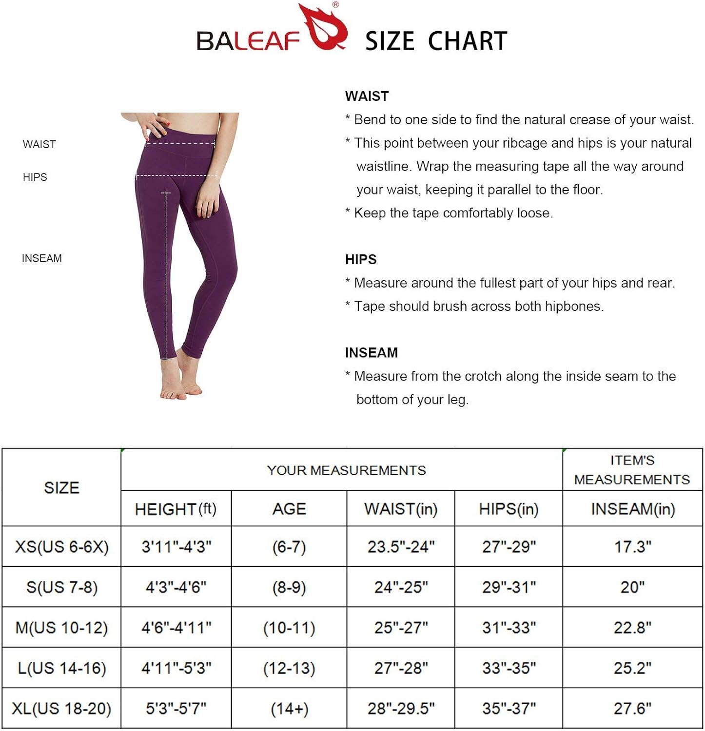 BALEAF Youth Girl's Athletic Dance Leggings Compression Pants Running Active Yoga Tights with Back Pocket: Clothing