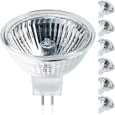 Jaenmsa MR16 Halogen Bulbs 50W,6 Pack 12V 50W MR16 Light Halogen Bulbs 2 Pin GU5.3 Base Dimmable with Clear Glass Cover,High Output 2700K Warm White mr16 Light Bulb for Landscape Lights, Track Lights