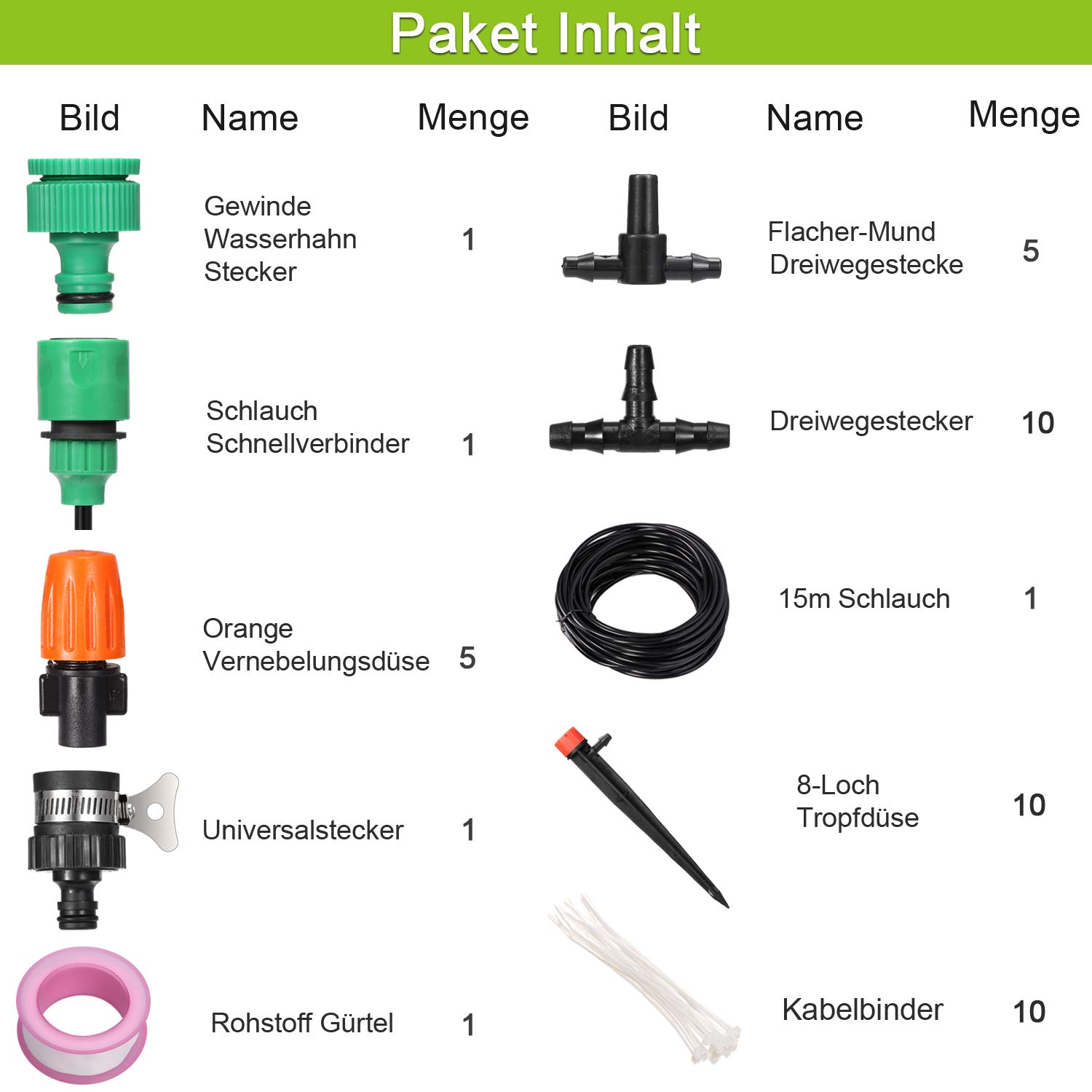 Cookan Bewässerungssystem - 15m Automatische Gartenbewässerung Tropfbewässerung und Sprinkler Bewässerung DIY Kit für Garten/Balkon / Topfpflanze/Terrasse
