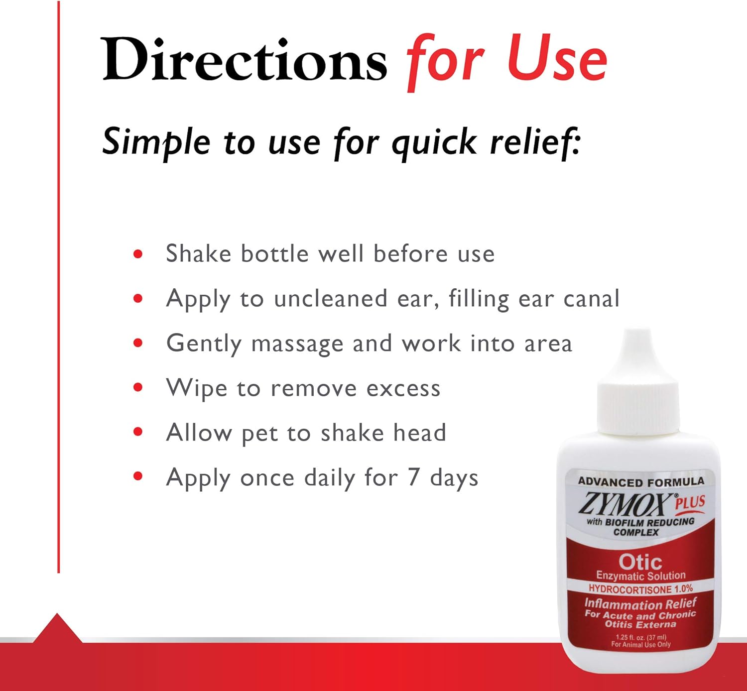 Zymox Advanced Formula Otic Plus Enzymatic Ear Solution for Dogs and Cats with 1% Hydrocortisone, 1.25oz : Pet Ear Care Supplies : Pet Supplies