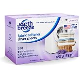Earth Breeze Fabric Softener Dryer Sheets Lavender (1 Pack) | Hypoallergenic, No Harsh Chemicals, Safe Ingredients &ndash; Soft Clothes &ndash; Static Cling &amp; Wrinkle Reducer &ndash; Gentle Fabric Care