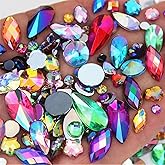 1000pcs AB Colorful Rhinestones Crystal Gems, Flatback Acrylic Gemstone Jewels, Craft DIY for Cosplay Pirate Halloween Costume Clothes Party, Nail Crafting Gems Accessories (00 Mixed Color AB)