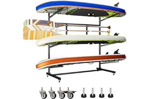 NICOMOW Kayak Storage Rack,kayak racks for outdoor storage,Freestanding Kayak Stand with Wheels,3 Adjustable kayak Storage Rack for Indoor,Outdoor,Garage,Shed,Dock,Black