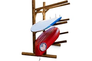 Log Kayak Rack 3-Place One-Sided Canoe Racks, Freestanding Canoe Stand for Garage, Outdoor & Indoor Surfboard Storage Racks or SUP Storage Stands, Kayaks