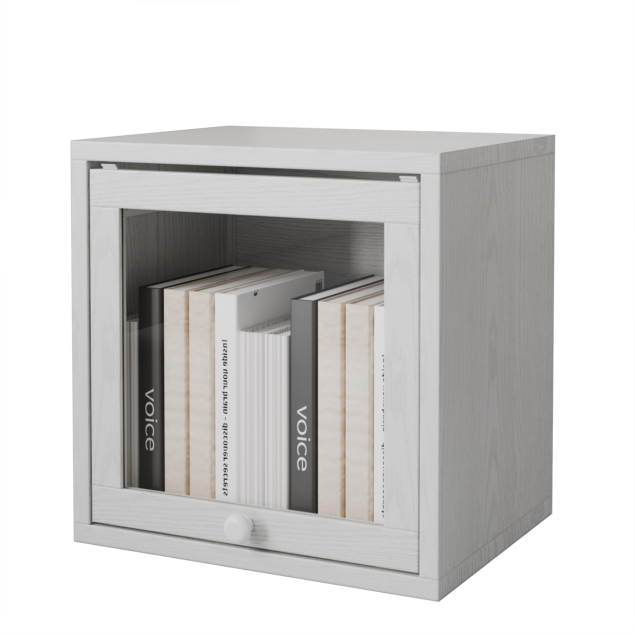 Photo 1 of FUSUNBAO Magic DIY Cube Storage Organizer Stackable Cubes for Home Books Clothes Toy-Modular Cubby Storage System-Office Cubical-Bookcase Closet(Pure White-Washed, Glass Door Cube)