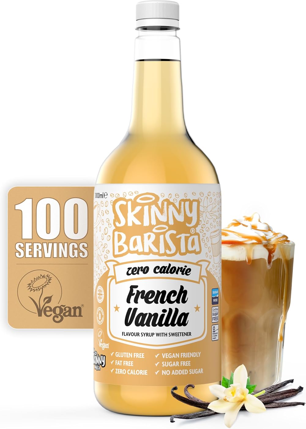 The Skinny Food Co French Vanilla Syrup Sugar Free 1L - Zero Calorie