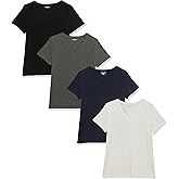 Amazon Essentials Women's Regular-Fit Short-Sleeve T-Shirt (Crewneck and V-Neck Options), Multipacks