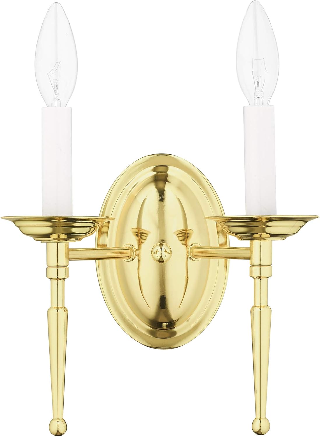 brass wall candle holders on Livex Lighting 5122 02 Williamsburg 2 Light Wall Sconce Polished Brass Amazon Com