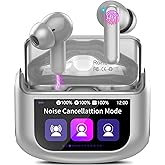 QXUFV Wireless Earbuds, Bluetooth 5.4 Headphones Multi-Function Touch Screen with 5 EQ Modes, 48H Ear Buds Bass Stereo with ANC Noise Cancelling/Transparency Mode, IPX7 Bluetooth Earbuds, Grey