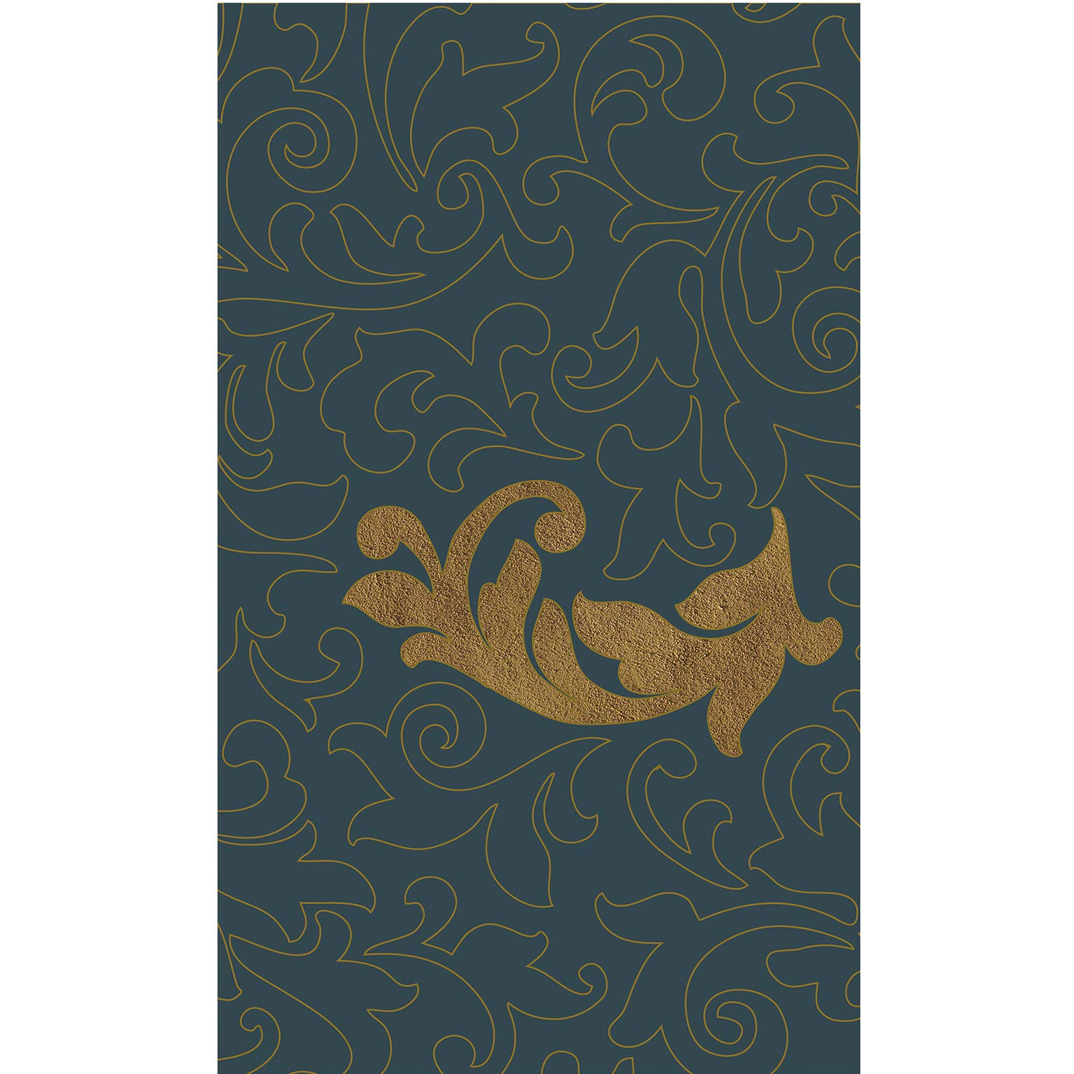 plage Blue and Gold Non-Woven Wallpaper Floral Arabesque 250 cm x 150 cm Home Decor Panoramic