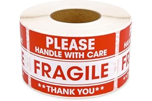 Methdic 2"x 3" Fragile Stickers 500 Labels Per Roll Strong Adhesive (Handle with Care,Do Not Drop,Thank You) Labels for Shipping and Moving