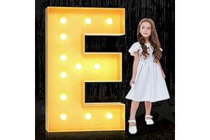 YOSWPP 4FT Large Marquee Light Up Letters Numbers Giant Mosaic Balloon Frame,Wedding Backdrop Decoration Anniversary Decoration Foam Board (4FT,E)