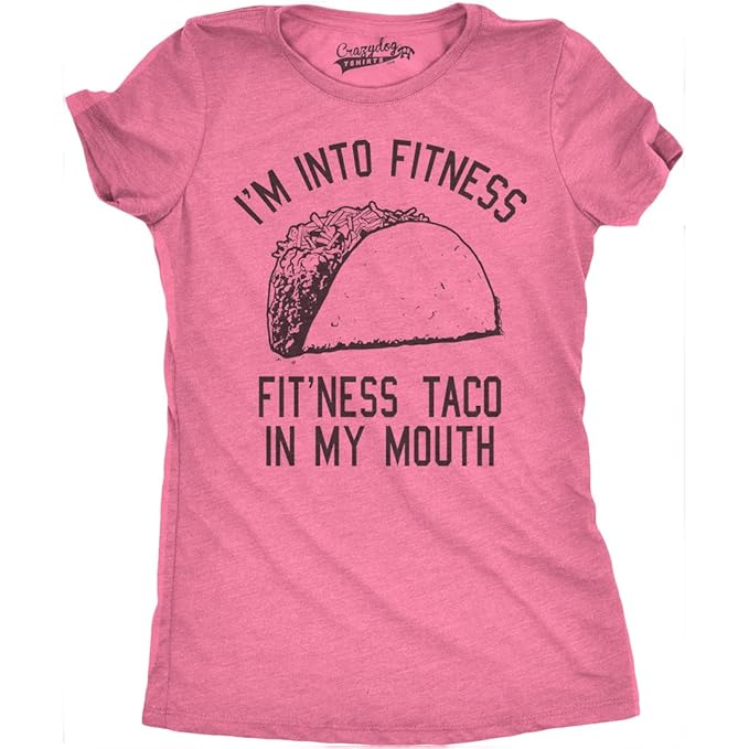 Womens Fitness Taco Funny Gym T Shirt Cool Cinco De Mayo Tee for Ladies (Heather Pink) - 3XL