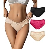 Avidlove Womens Underwear Cotton Panties Cheeky Bikini Underpanties Lace Stretch Hipster Briefs
