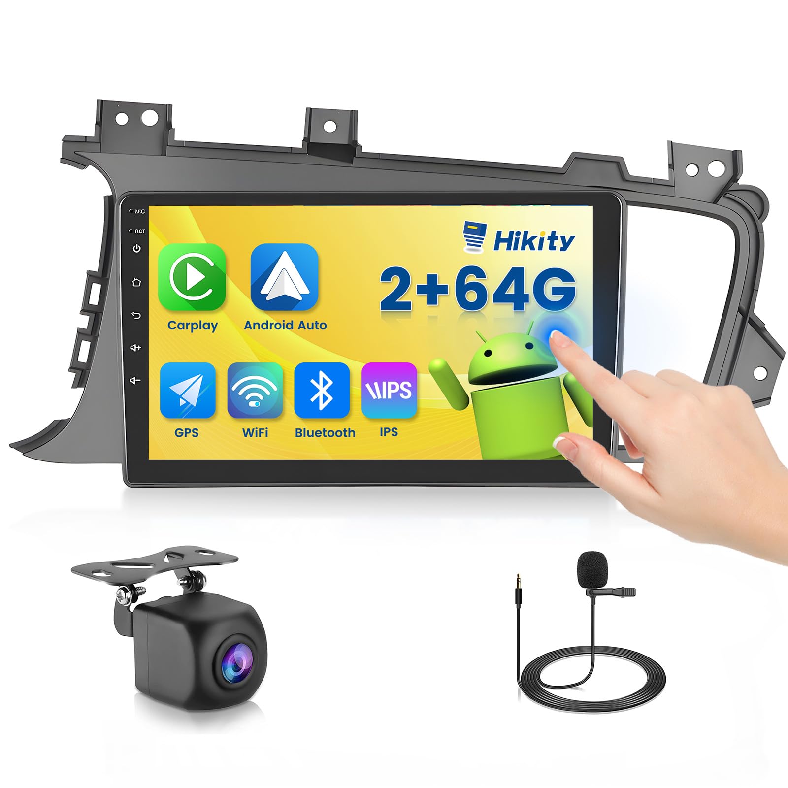 Photo 1 of 2+64G Hikity Android 15 Car Stereo for Kia Optima K5 2012 2011 2013 Wireless Carplay Android Auto Mirror Link, 9 Inch Touchscreen Radio GPS 5G WiFi Bluetooth FM RDS MIC Backup Camera