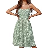 YATHON Summer Casual Dress for Women 2025 Vacation Beach Dresses Adjustable Spaghetti Strap Sundress with Pockets