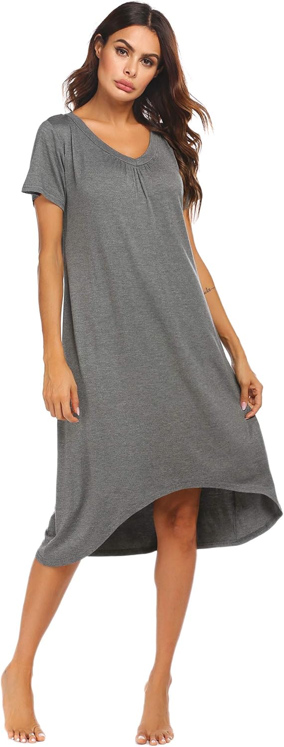 Ekouaer Nightgowns Womens Short Sleeve Sleepwear Comfy Loungewear Plus Size Night Shirt S-XXL at  Women’s Clothing store